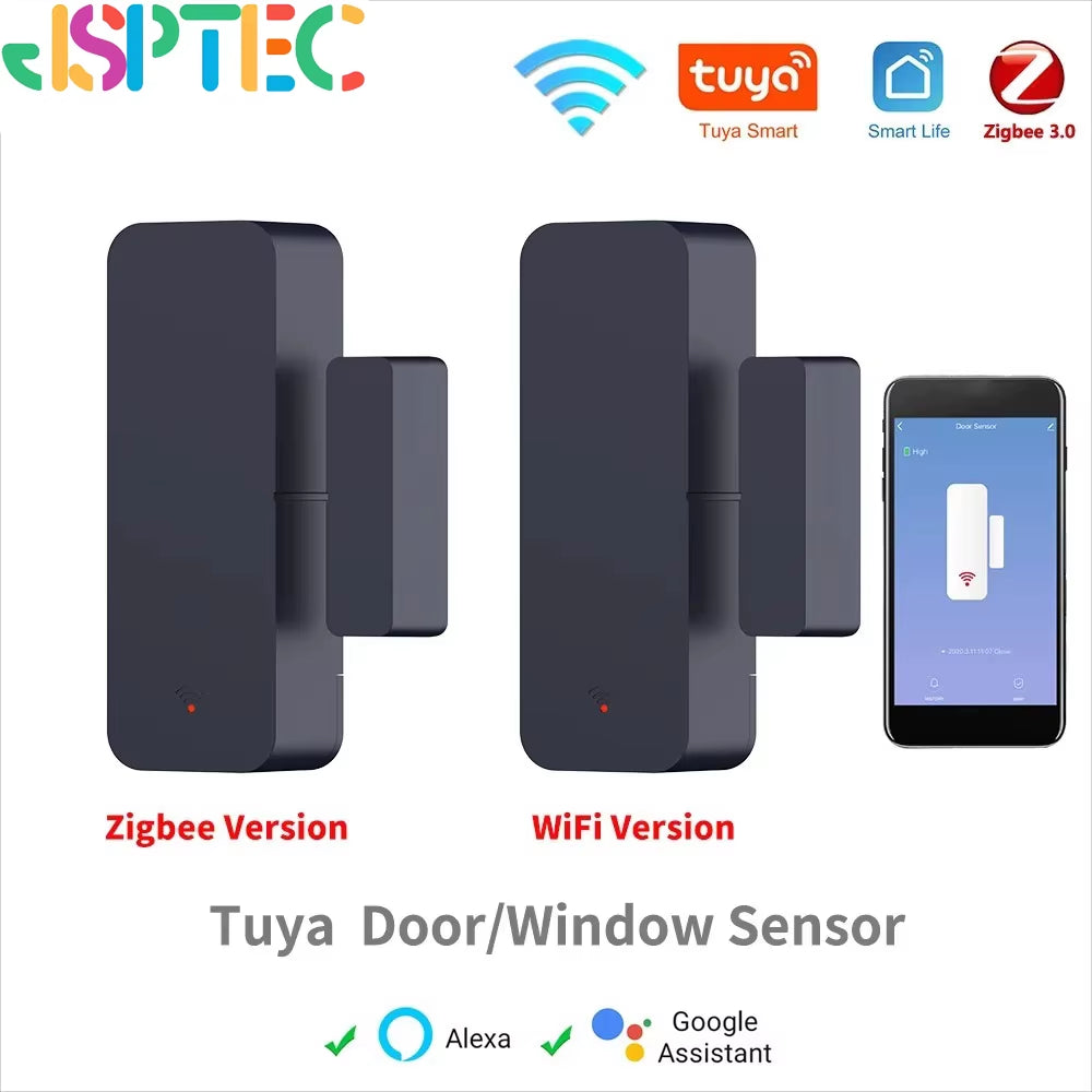 Tuya Zigbee Wifi Door Sensor Window Entry Sensor Security Burglar Magnetic Sensor Alarm Smart Life Work with Alexa Google Home