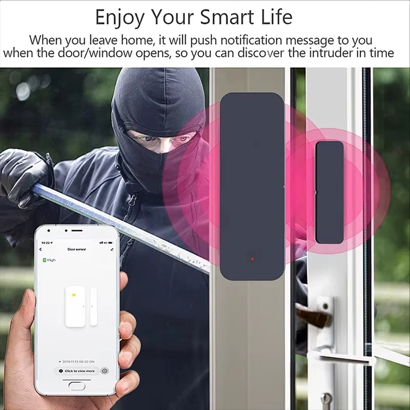 Tuya Zigbee Wifi Door Sensor Window Entry Sensor Security Burglar Magnetic Sensor Alarm Smart Life Work with Alexa Google Home